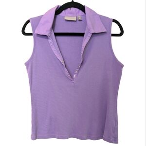 Purple collard snap tank top